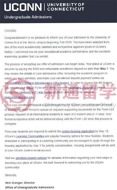 康涅狄格大學錄取