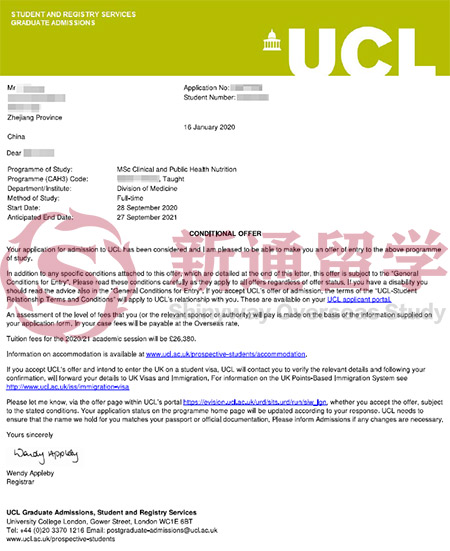 英國G5名校UCL營養(yǎng)學碩士錄取